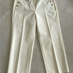 Talbot Pants Size 8 Cream Color Sailor Button Pants Wide Leg Ankle Length